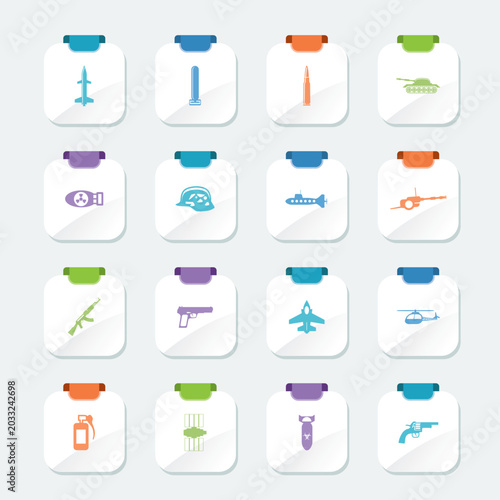 Bright Simple weapon, arms and war icons - Vector icon set