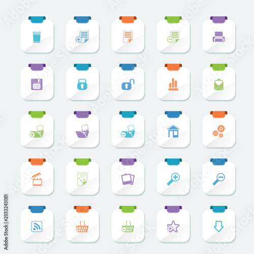 Bright 25 Simple Realistic Detailed Internet Icons - Vector Icon Set