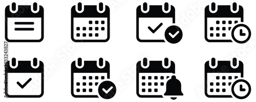 Tableau sur toile Calendar Date Reminder Event Schedule Time Management Planner Appointment Black