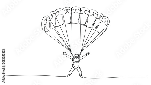 A person parachuting with a parachute.