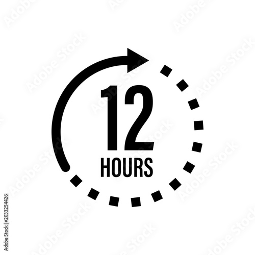 A simple 12 hours time icon vector.