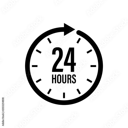 Картината върху платно A simple 24 hours time icon vector.