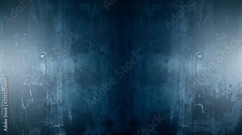 Dark blue grunge background with scratches and fog