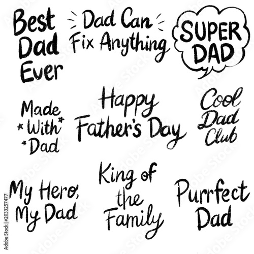 Fotografia Handwritten Father's Day quotes and phrases in black ink