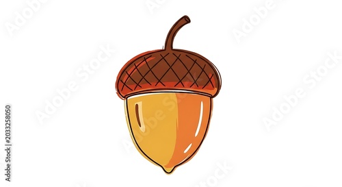 Stylized cartoon acorn with textured cap, on white background