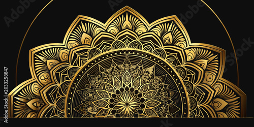 Luxury golden half mandala intricate decorative ornament, vector