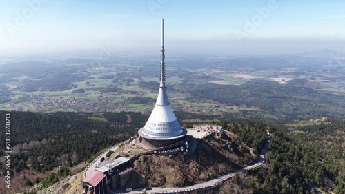 Jested Tower On Mountain Top Overlooking Liberec Cityscape With Futuristic Spire And Panoramic Views in Liberec, Czech Republic