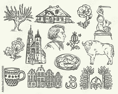 Poland Whimsical hand drawn Set of illustrations	
