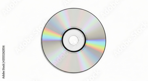 Shiny silver compact disc with rainbow colors on surface  digital media storage transparent background