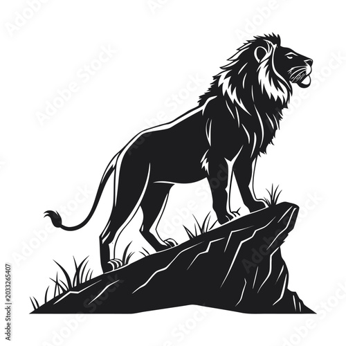 Photography Black lion vector, lion silhouette, king of jungle illustration, wildlife icon