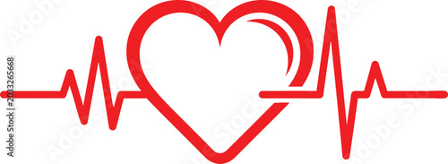 Red heart shape with an ekg pulse line symbol for medical health and cardiology concepts Vector