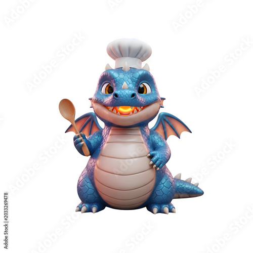 3d render of a chef with a bunny