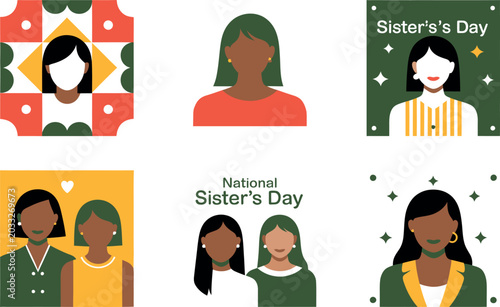 National sisters day celebration with diverse women illustrations