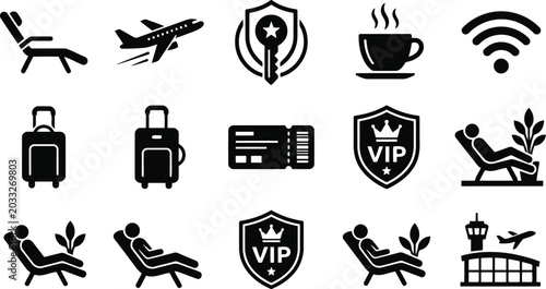 Airport and travel icons set