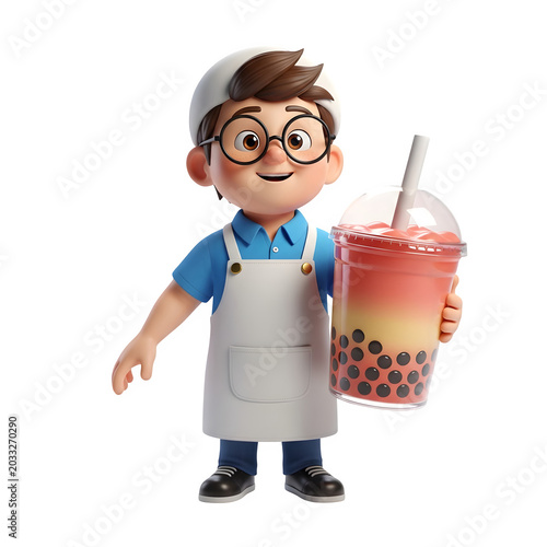 3d man with a glass of milk