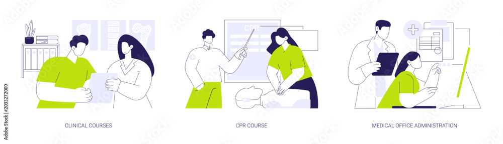 Fototapeta premium Healthcare courses isolated cartoon vector illustrations se