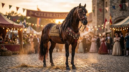 Majestic Celebration of the Horse in Elegant Festival Atmosphere Ultra Realistic