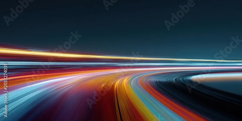 Futuristic Light Trails Depicting Speed and Movement in a Vibrant Digital Scene