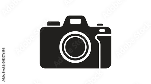 Bild auf Leinwand Camera Silhouette On White Background Minimalist Graphic Design