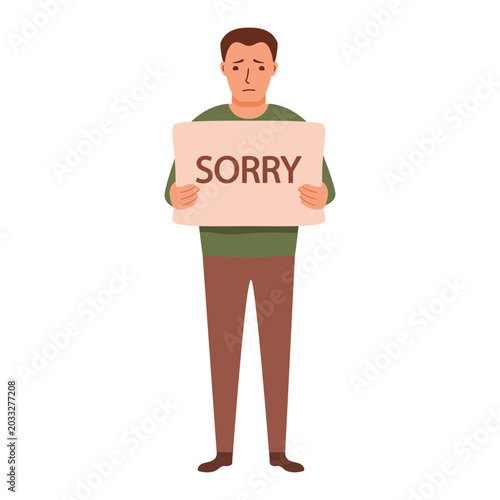 Man saying sorry. Please forgive me.Apologize card.