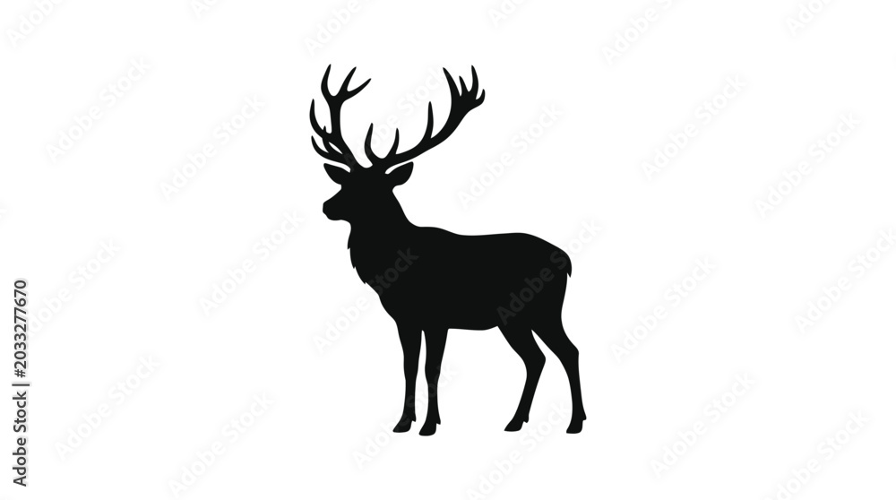 Fototapeta premium Deer silhouette against a white background simple black graphic