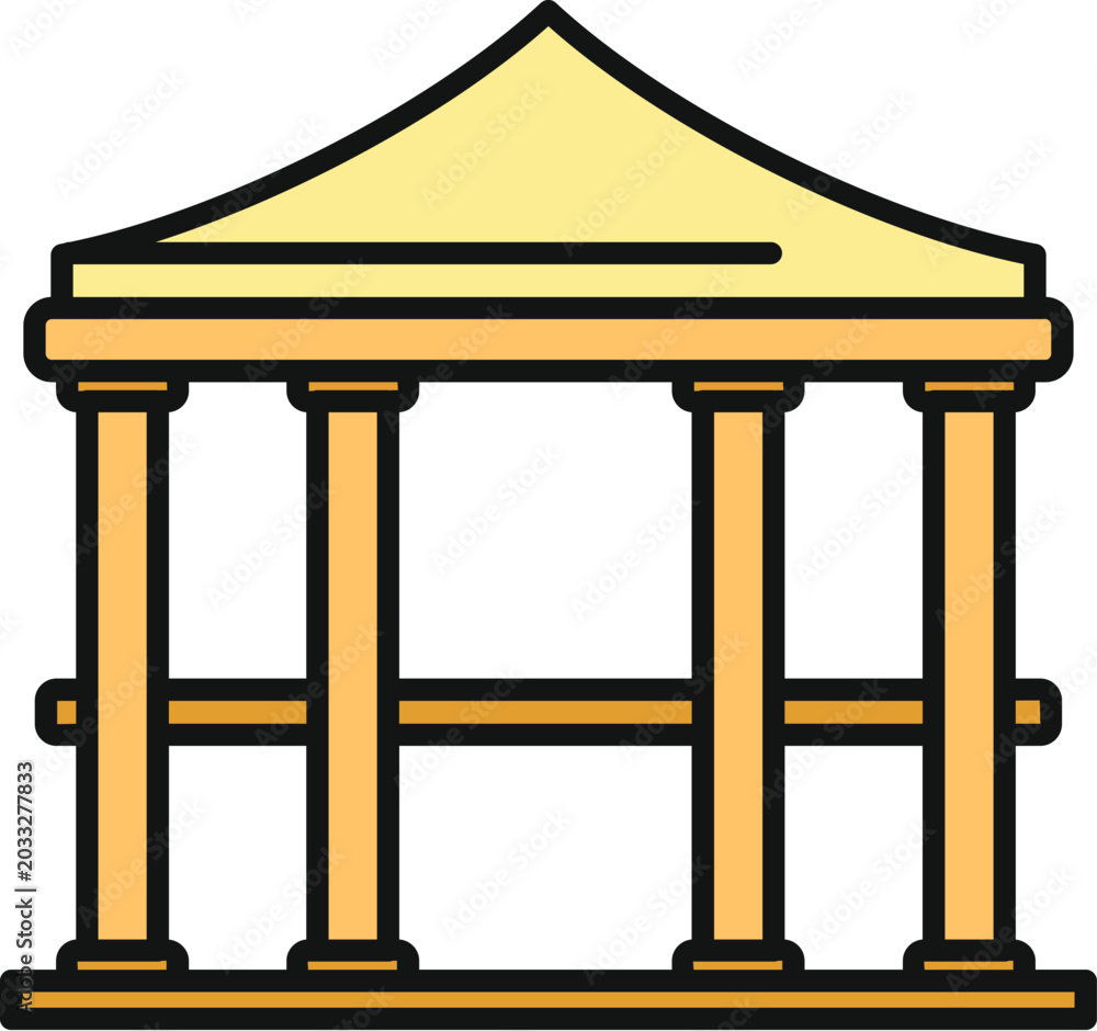 Fototapeta premium Classical building icon with columns, symbolizing tradition, authority, and architecture