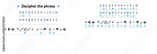 Valokuva Secret code game - decipher the phrase with symbols and letters