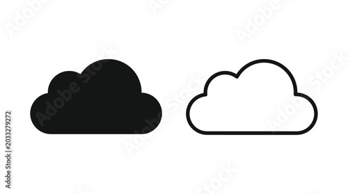 Photos Cloud Silhouette Icons With Black Fill And Outline On White Background