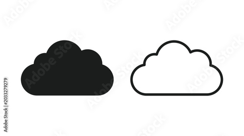 Fotografía Cloud Silhouettes And Outline On A White Background