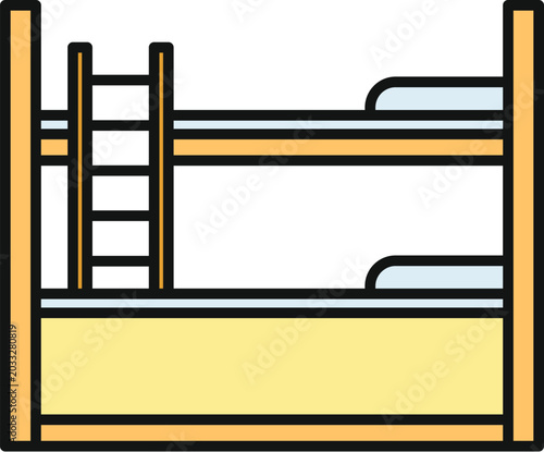 Foto Stacked bunk bed with two mattresses and a side ladder icon illustrating shared