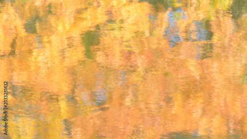 Abstract watercolor texture with warm yellow and orange hues. Soft blue and green accents blend into the background. Colors flow like sunset on water. Ideal for calming backgrounds or mood settings