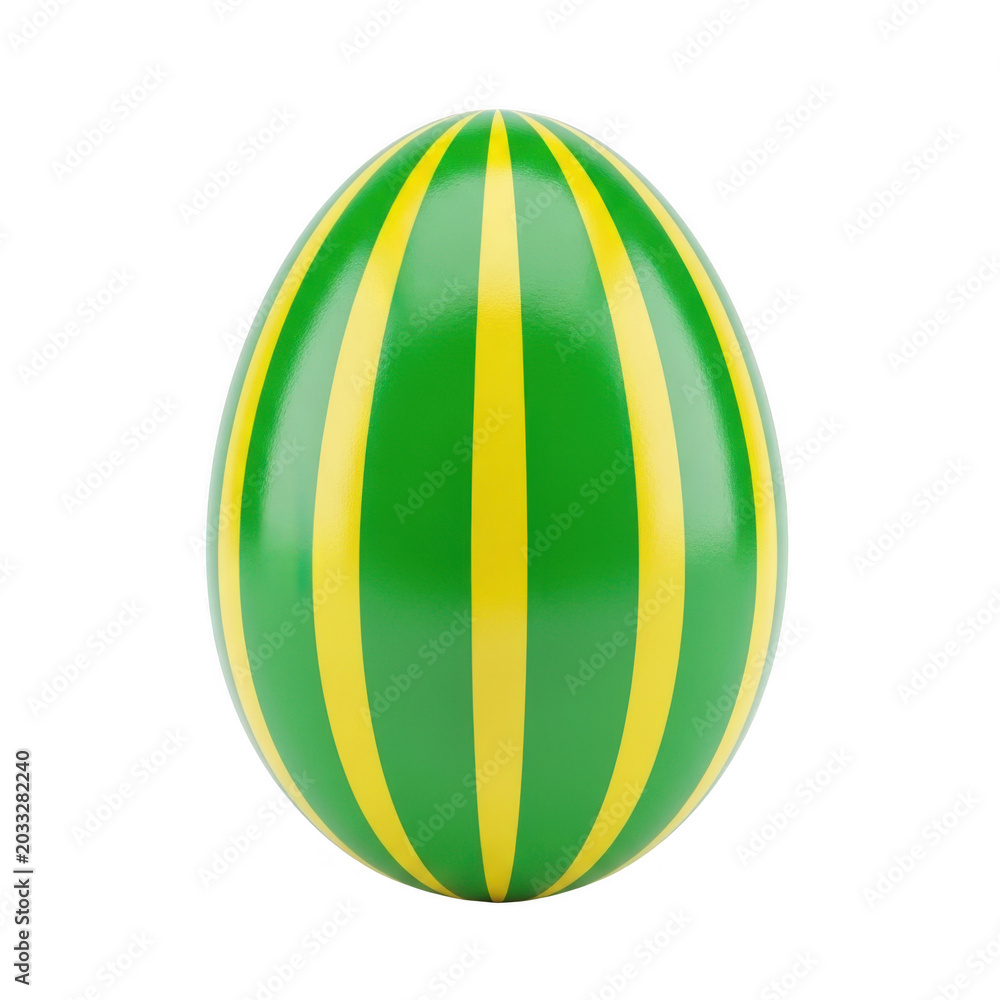 Obraz premium Green and yellow striped decorative egg icon
