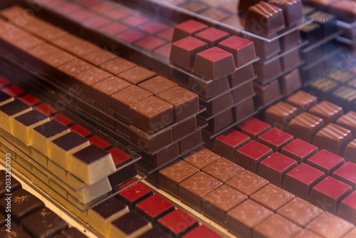 colorful brick wall with wooden blocks