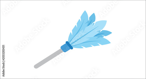 Valokuva Feather duster with blue bristles and gray handle isolated on white background