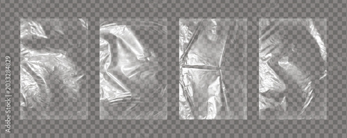 Tableau sur toile Realistic big set of transparent plastic polyethylene bags overlay