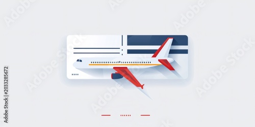 Airplane flying over a boarding pass for travel booking