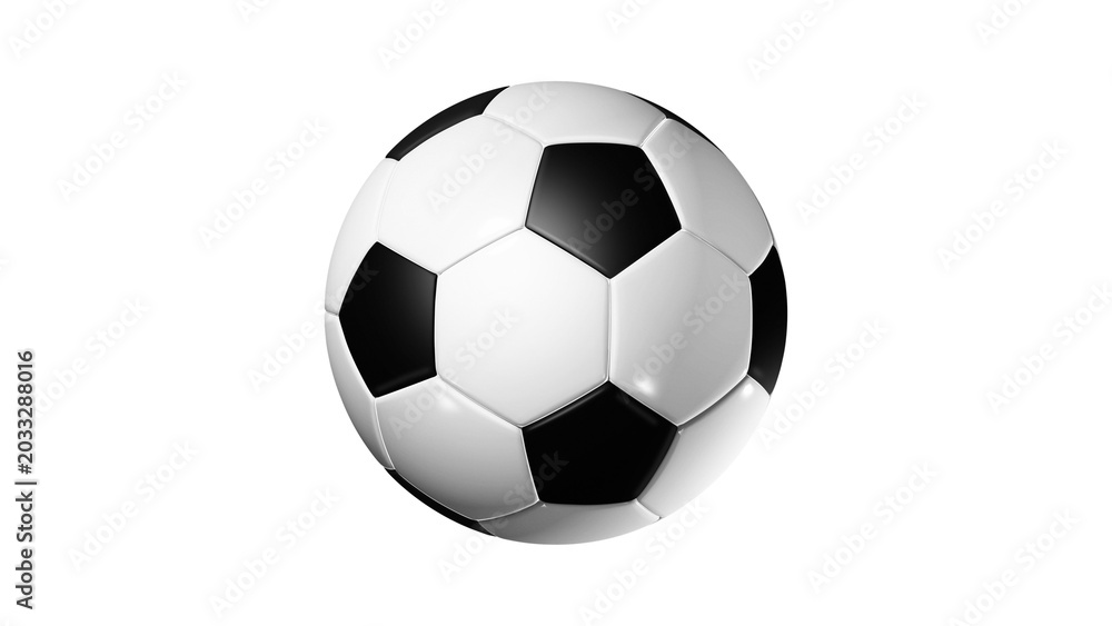 Naklejka premium Soccer Ball Isolated on White Background - 3D Rendered Football Equipment for Professional Sports Championship and League