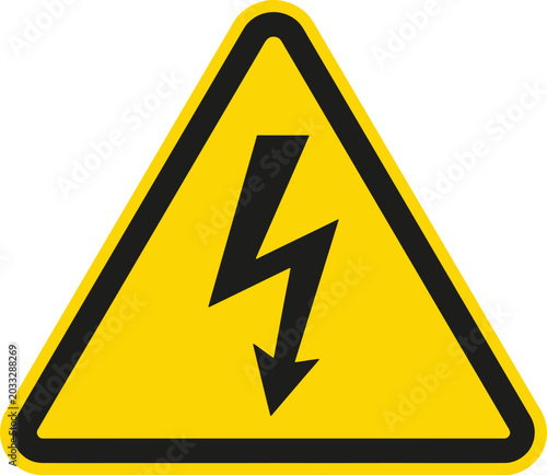 Electrical warning sign with lightning bolt symbol for safety and hazard alert