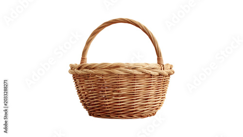 Εκτύπωση καμβά Wicker Basket Isolated on White Background - Empty Woven Wood Picnic or Gift Bas
