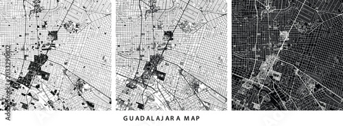 Quadro su tela Guadalajara City Map Art Vector