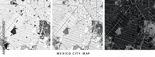 Mexico City Map Art Vector. Mexico Minimalist Urban Street Plan Layout