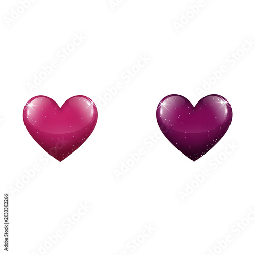 Two pink heart icons facing each other