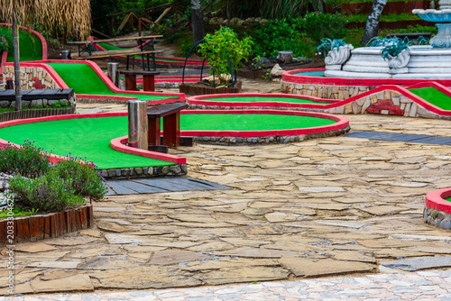 Mini golf course for children at the hotel yard