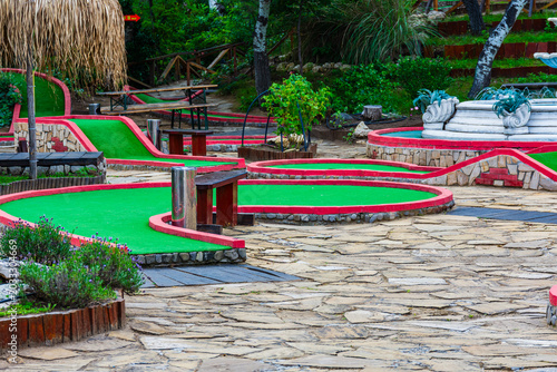Mini golf course for children at the hotel yard