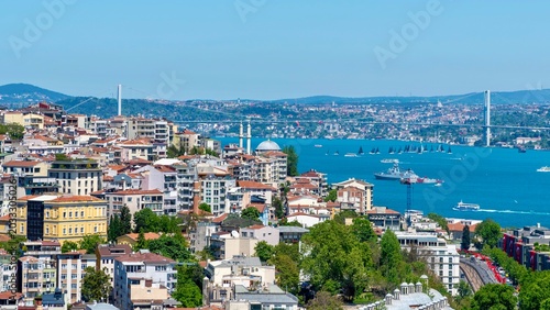 Photography Istanbul, Turkey - May 19, 2026: Panoramic view of Istanbul, Turkey, showing the city skyline, buildings, urban neighborhoods, rooftops, and scenic cityscape