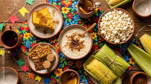 Traditional Brazilian Festa Junina Food Table