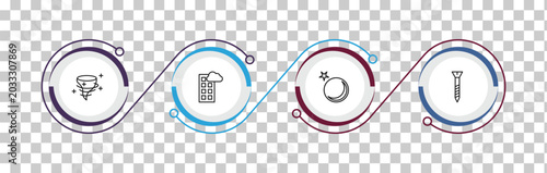 Fotografia outline weather icons set - tropical cyclone, blanket of fog, new moon, bolt