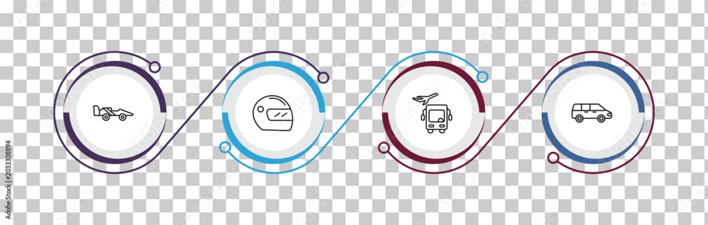 Obraz premium outline transportation icons set - formula 1, motorsport, airport shuttle, people carrier. editable vector for web and mobile ui