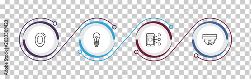 Bild auf Leinwand outline technology icons set - zero, old light bulb, content curation, security cam