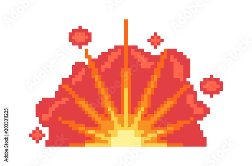 Explosion Burst With Sparks Pixel Art